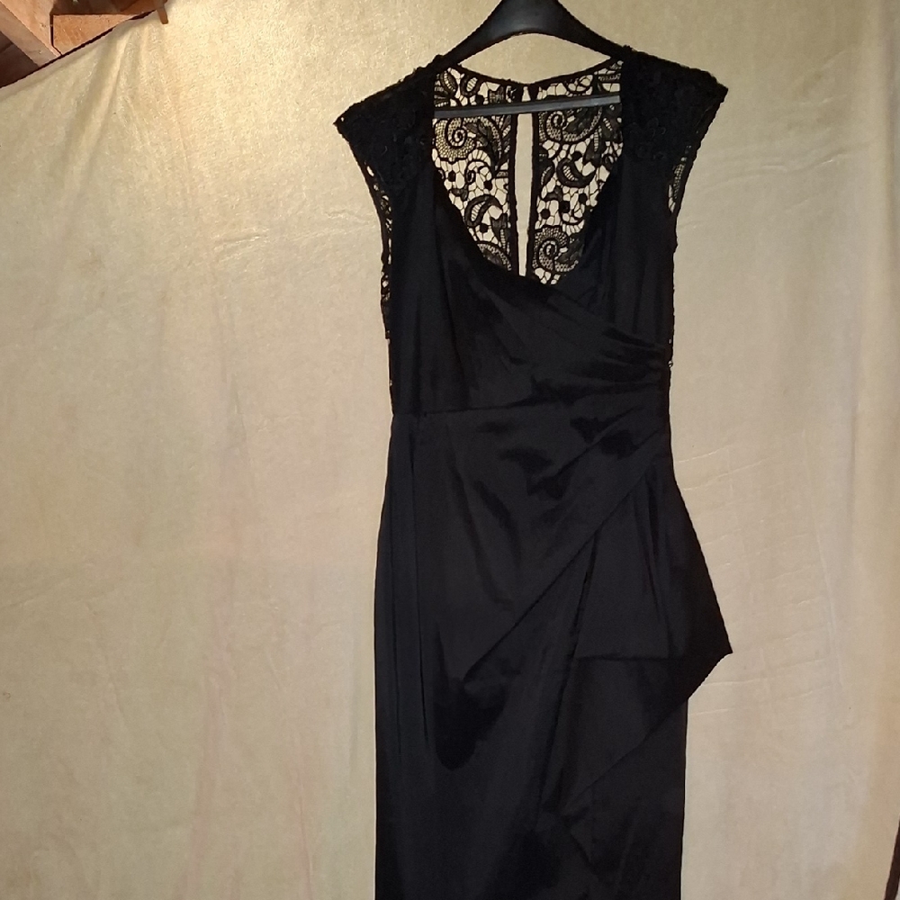 Aura Black Asymmetrical Lace Dress